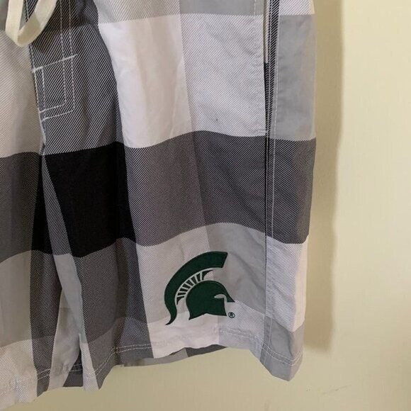 Michigan State Spartans Mens Size Small Swim Trunks Checkered Sparty Logo - Picture 3 of 4